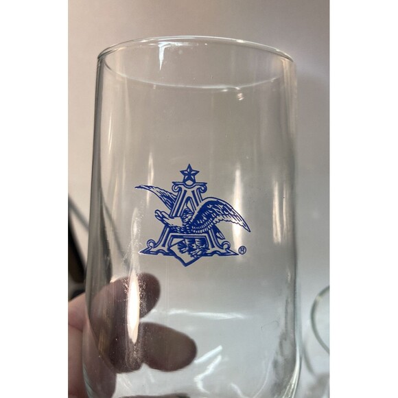 Vintage 1970s Anheuser Busch Budweiser Beer Pedestal Glass Lot Of 2 Minty Rare - Picture 3 of 4